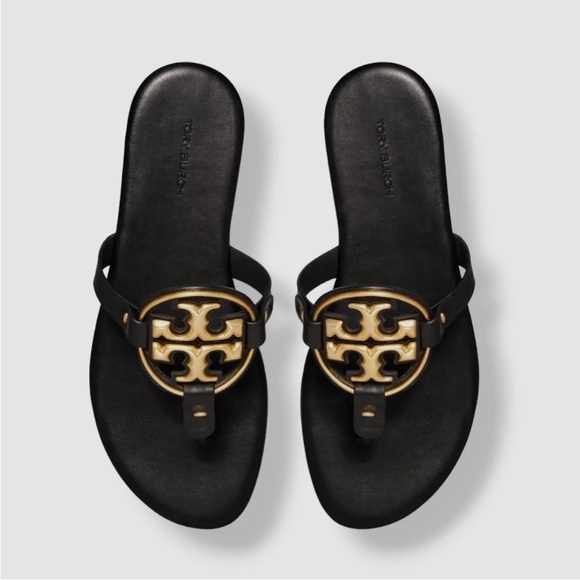 Tory Burch Women’s black metal Miller soft leather sandals Size US 5 - Picture 3 of 4